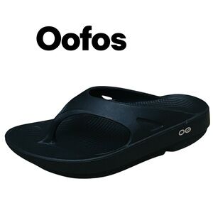 OOFOS Black Women's Recovery Thong Flip Flop Sandals